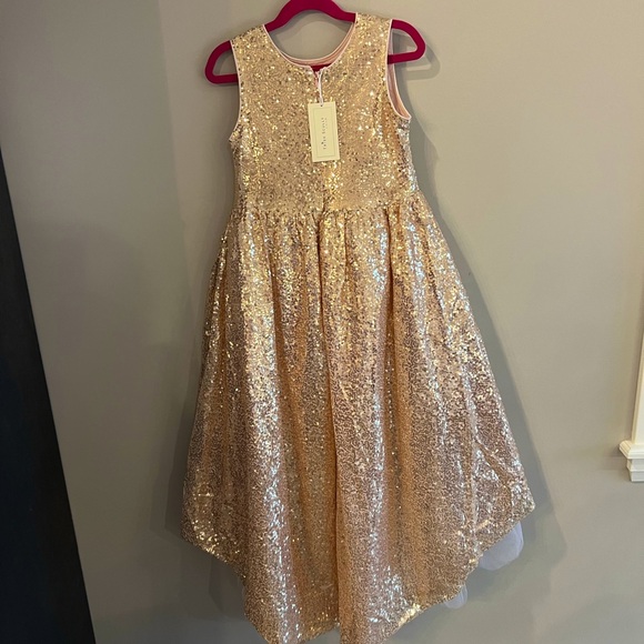 Blush pink sequin bodice, absolutely gorgeous! Hi-low style. - Picture 2 of 2